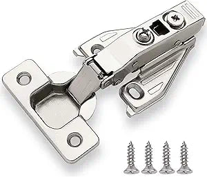 DecoBasics (50 PCS) Full Overlay Soft Close Cabinet Hinges for Kitchen Cabinets - 105 Face Frame Concealed Cabinet Door Hinge -3 Way Adjustability -Clip on Plate & Matching Screw 4 Easy Installation