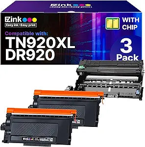 E-Z Ink Compatible Toner Cartridge & Drum Unit Replacement for Brother TN920XL TN920 DR920 Drum 920 DR-920 High Yield to use withHL-L6210DWT HL-L5210DN HL-L5210DWT Printer (Black, 3 Pack)