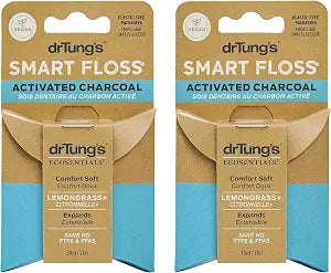 DrTung's Floss Activated Charcoal - Expanding Natural Dental Floss - 2 Pack