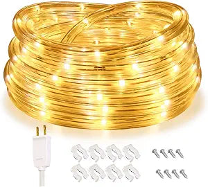 Rope Lights, 16Ft Waterproof Connectable Strip Lighting, 3000K Warm White, Indoor Outdoor Mood Lighting for Home Christmas Holiday Garden Patio Party Decoration