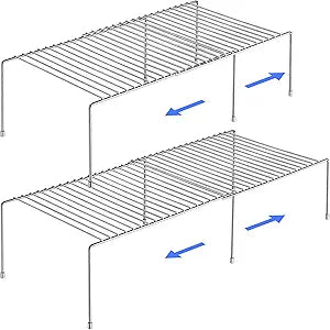 Tomorotec Stainless Steel Expandable Kitchen Storage Organizer Spice Rack Cabinet Organization Heavy-Duty Rustproof Shelf, Adjustable Durable Rack Space Saving Countertop Drawer Cabinet Pantry (2)