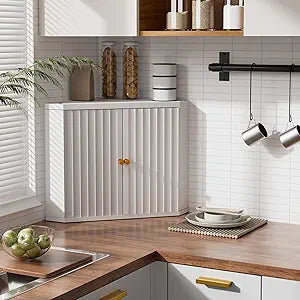 White Corner bread box for kitchen countertop, Large Bread White Bread Box, Vintage corner bread box for kitchen countertop, Under Cabinet Organizer fluted