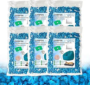 30lbs Bean Bag Filler, Pillow Filler Stuffing, Bean Bag Filling, Shredded Memory Foam Filling, Punching Bag Filler, Foam Refill for Pouf/Ottoman Stuffing/Boxing Bag,Added Gel Particles