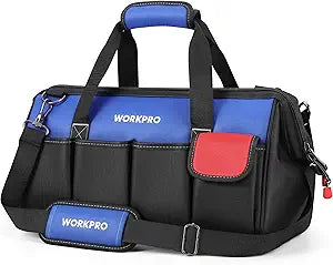 WORKPRO 18-inch Close Top Wide Mouth Storage Tool Bag with Adjustable Shoulder Strap, Sturdy Bottom