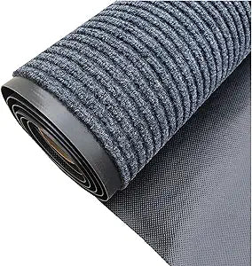 WLWLEO 3' X 20' Commercial Grade Door Mat Brush Step Entrance Floor Mat Indoor Outdoor Non Slip Mats for Hotel Office Restaurant Mall Hallway Staircase Welcome Mats,Gray/Grey,0.96M