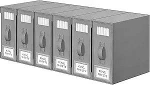 Criusia Bed Sheet Organizers and Storage, 6 Pack Foldable Linen Closet Organizer Box  Bedding Holder for Sheet Set (King/Queen Sizes), Duvet Covers, Blankets (Grey)