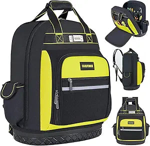 Tool Backpack, Work Tool Bag with Multi-Use Pockets, Tools Backpack for Repairman, Electrician, Handyman, Tool Backpack for Men, Water-Resistant Backpack Tool Bag with Hard Bottom