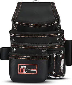 Daisy Leather Tool Bag Pro 505 Premium Leather Oil Tanned 13 Pockets with Speed Square Pocket Multi-Purpose Tool Organizer for Handyman Carpenter Electrician Construction Farmers X-Large