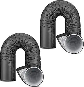 Upgraded Portable AC Hose Insulation Sleeve 2PCS, 3 Layers Waterproof Air Conditioner Insulated Hose Cover Wrap with Aluminum Thermal Foil for 5" & 5.9" Exhaust Vent Duct, Easy Installation, Black