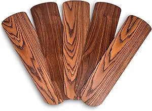OHLECTRIC 20" Fan Blades - Fan Replacement Blade For 52" Ceiling Fan - Substitution for Broken Blade - Ceiling Fan Blade - Indoor - Oak/Walnut - 5Pcs - OL-40458