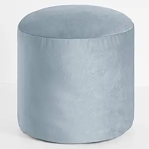 Sorra Home Knife Edge Pouf Cushion - Round, Stuffed Plush Ottoman & Foot Rest Stool for Floor - Living Room, Dorm, Game Room, Indoor Furniture - Vibe Dusk (20" x 20" x 18")