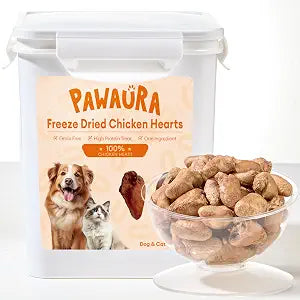 Freeze-Dried Chicken Hearts Treats for Cats & Dogs, 17.63 oz | High Protein, Single Ingredient, Grain Free, No Additives, No Preservatives, Sealed Storage Box