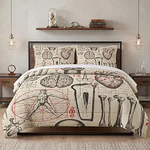 WeCozy Twin Comforter Set, 2 Pieces Anatomy Science Bedding, All Season
