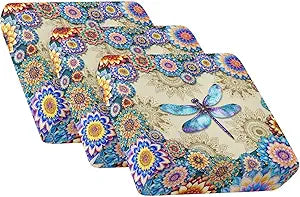 Suobstales Boho Mandala Dragonfly Print Outdoor Couch Cushion Covers, Couch Sofa Covers Washable for Patio Outdoor Furniture, Replacement Sofa Seat Slipcover, Non Slip Sofa Slipcovers