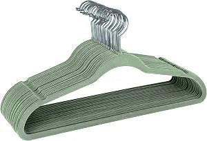 Simplify Slim Velvet Clothes Hangers | 50 Pack | Non-Slip | Shirts | Suit | Pants | Dresses | Garments | Closet Storage & Organization | Durable | Sage