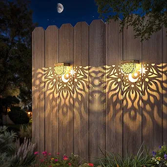 Gardsee Solar Fence Lights 6 Pack Solar Deck Lights Waterproof LED Solar Powered Step Light Wall Lights Outdoor Decorations Warm Yellow Light Decorative Lighting for Garden (Gold)