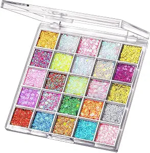 FANDAMEI 25 Colors Face Glitter, Face Glitter for Women Kids Girls, Glitter Gel No Glue Needed, Glitter for Body Hair Halloween Rave Carnival Makeup