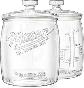 2 Pack Cookie Jar, 1/2 Gallon Glass Storage Containers with Airtight Lids, Wide Mouth Food Jars & Canisters for Kitchen, Pantry, Apothecary, Flour, Sugar, Sourdough Starter, Dog Treat, Half Gallon