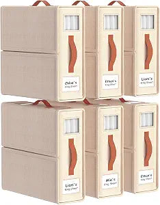 Bed Sheet Organizers, Foldable Linen Closet Storage, 6 Pack, Beige