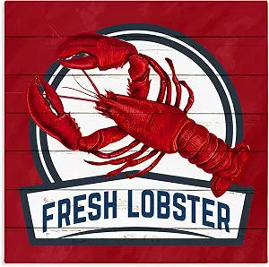 Fresh Lobster Nautical Phrase, 17 x 17 Inch Canvas Wall Art