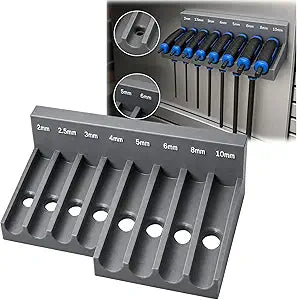 Magnetic T-Handle Hex Wrench Organizer Rack  Tool Storage for T-Handle Metric Keys  Compatible with Harbor Freight ICON Sets  Wall, Toolbox & Garage Mountable