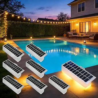 Solar Pool Lights for Inground Pool, IP68 Waterproof Poolside Lights with 12 Color Changing Modes, Solar Powered LED Light for Above Ground & Inground Pools, Stairs, Steps, Fence, Yard
