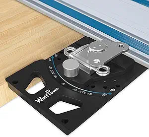 Adjustable Angle Track Saw Square with -60 to 60 Quick Positive Angle Stop, Guide Rail Protractor & 90 Right Rail Guide, Compatible with Festool and Makita