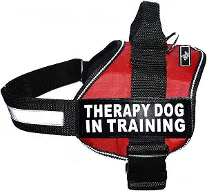 Therapy Dog in Training Nylon Dog Vest Harness. Purchase Comes with 2 Reflective Therapy Dog in Training pathces. Please Measure Your Dog Before Ordering (Girth 19-25", Red)