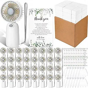 Woanger 48 Set Wedding Favors for Guests Bulk Mini Handheld Fans Wedding Gifts for Guests Hostess Gifts for Couple Portable Personal Fan for Thank You Engagement Shower (Green)