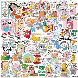 Bookish Puns Stickers, Funny Book Puns Stickers, Water Bottle Laptop Scrapbooking Decals, Readers Gifts(50 Pack)