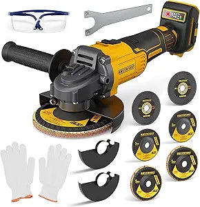 Cordless Angle Grinder 4-1/2" Compatible with DEWALT 20V Battery,3 Variable Speed Amoladora Angular Included 6 Discs,Electric Grinder Tool for Cutting, Grinding,Polishing and Rust RemovalTool Only