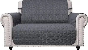 Ameritex Loveseat Cover Water-Resistant Quilted Furniture Protector with Back Nonslip Paws Slipcover for Dogs, Kids, Pets Loveseat Slipcover Stay in Place for Leather (Dark Grey, 46'')