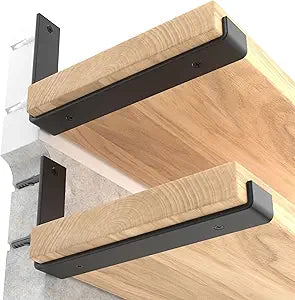 LEOPO Shelf Brackets 12 inch, 1/5 inch Thick 6-Pack Heavy Duty Industrial Bracket for DIY Floating Shelf Support, Black Coated Wall Shelf Bracket 11.25 x 6 x 1.5