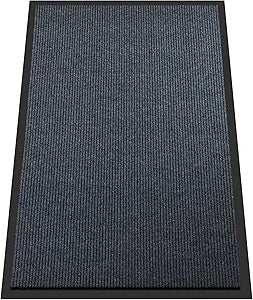BesWin Indoor Outdoor Mat, 3' x 4' All-Season Waterproof Doormat for High Traffic Entryway, Heavy Duty Commercial Floor Mat, Non Slip Rubber Backing Front Door Mat Outside Entrance, Low-Profile, Grey