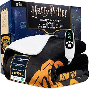 Get Trend Harry Potter Gifts Heated Blanket Electric, Queen Size Luxurious Fleece Weighted Blanket, Fast Heating with 9 Heat Settings Auto Shut-Off, 90x90in (Black Harry Potter, Queen US)