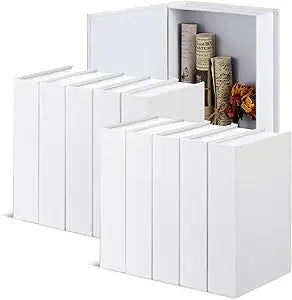 Geyoga 10 Pcs Faux Book Box Decorative Books Modern Linen Fake Books Decor for Coffee Table DIY Crafts Storage Home Bookshelf Cafe Hotel Decoration Display, 8.6 x 6.1 x 1.8 Inch (White)