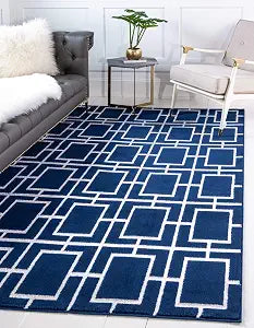 Unique Loom Marilyn Monroe Glam Collection Area Rug - Deco (2'x 3' 1' Rectangle, Navy Blue Silver/ Silver)