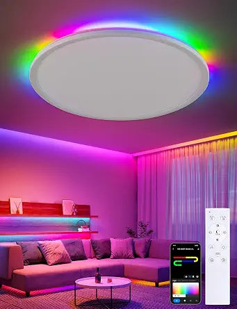 RGB LED Ceiling Light, 11inch Flush Mount Light Fixture with Remote