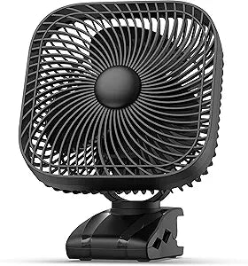 Rechargeable Portable Fan with Light, 8-inch Battery Operated Clip on, 20000mAh 78 Hours Work Time, Quiet, Strong Airflow USB, 4 Speeds Personal, Ideal for Outdoor Camping Hurricane