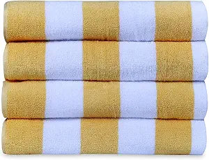 Casa Lino Cabana Beach Towel Set - Beach Towels Oversized - Highly Absorbent & Quick Dry Pool Towels - Soft 100% Cotton Large Bath Towel Set - 30" x 60" - Pack of 4 - (Honeydew Yellow)