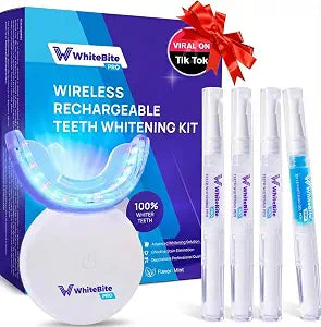 Whitebite Pro Teeth Whitening Kit for Sensitive Teeth ��� 32X LED Light + 35% Carbamide Peroxide Gel + Remineralizing Gel | Dental-Grade Whitening at Home