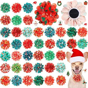 Lyrow 100 Pcs Dog Collar Flower Accessories, Colorful Bow Tie Flowers for Pet Grooming, Photo Props & Party Costume Decorations