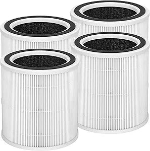 AC400 Replacement Filter Compatible with Purivortex AC400 Purifiers, 3-in-1 Filter∩╝4-Pack∩╝-White
