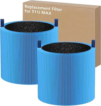 511i MAX A11ergenBlock Replacement Filter Compatible with BLUEAIR Blue Pure 511i Max Air Purifi-er, 3-IN-1 H13 True HEPA Filter and Activated Carbon Filtration System, Blue(2 Pack)