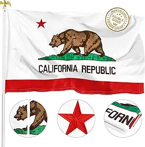 XIFAN Premium California State Flag 3x5 - Double Sided Embroidered Heavy Duty 300D Nylon - CA Republic Bear Flag Outdoor - Vibrant Print Waterproof