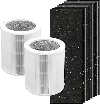 H-HF450-VP Filter Replacement Compatible with Hunter HP450 HP450UV Cylindrical Tower Air Purifier, 3-Stage Filtration with 2 Efficient Filter 8 Activated Carbon Pre-Filters
