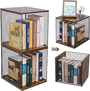 Dmevkic 2 Cube Organizer Bookshelves DIY Variable Stackable Cube Storage Organizer for Kid Bedroom,Living Room,Small Bookshelf Black Brown Wooden,No Vinyl Storage