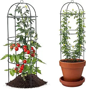 Trellis for Climbing Plants Outdoor, 2Pcs 60" Tall, 21" Dia, Heavy Duty Metal Garden Trellis Tower Potted Cages for Flowers Fruits Vegetable Cucumber Tomato Rose Clematis Pea Bean Raised Bed Trellises