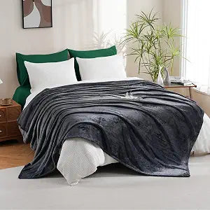 Twin Sheets Set, 3 Pieces Green, Fleece Blanket, Throw, Gray
