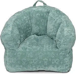 Delta Children - Serta Kids Plush Barrel Toddler Chair, Soft Foam Chair Bean Bag Chair Alternative for Boys and Girls, Cozy Seat for Reading, Watching Cartoons, Playroom Nursery Bedroom, Sage